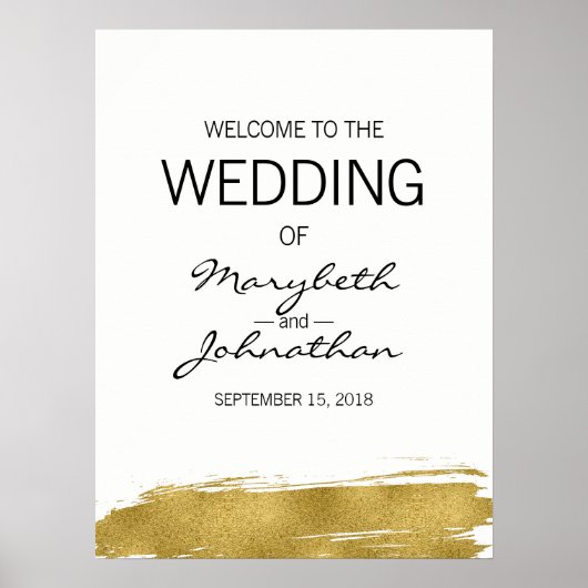 Moderne Imitate Gold Wedding Welcome Sign Poster (Vorne)