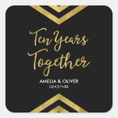 Moderne Imitate Gold Zickzack 10-jähriges Party Quadratischer Aufkleber (Vorderseite)