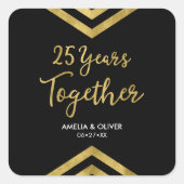 Moderne Imitate Gold Zickzack 25-jähriges Party Quadratischer Aufkleber (Vorderseite)