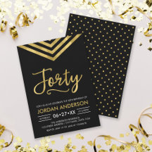 Moderne Imitate Gold Zickzack 40. Geburtstag Party