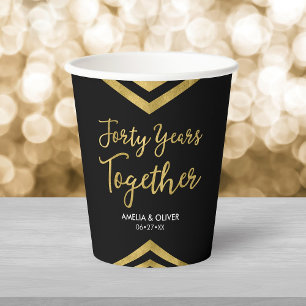 Moderne Imitate Gold Zickzack 40 Jahre Party Pappbecher
