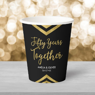 Moderne Imitate Gold Zickzack 50 Jahre Party Pappbecher
