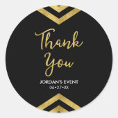 Moderne Imitate Gold Zickzack Danke Runder Aufkleber (Vorderseite)
