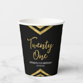 Moderne Imitate Gold Zickzack Geometric 21. Geburt Pappbecher (Vorderseite)