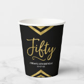 Moderne Imitate Gold Zickzack Geometric 50. Geburt Pappbecher (Vorderseite)