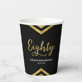 Moderne Imitate Gold Zickzack Geometric 80. Geburt Pappbecher (Rückseite)
