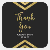 Moderne Imitate Gold Zickzack Geometric Vielen Dan Quadratischer Aufkleber (Vorderseite)