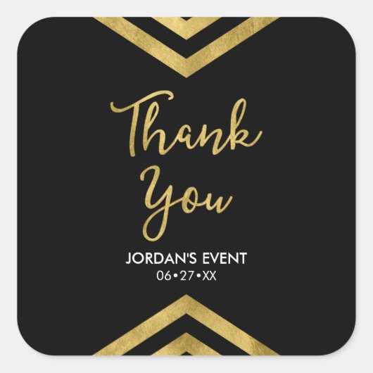 Moderne Imitate Gold Zickzack Geometric Vielen Dan Quadratischer Aufkleber (Vorderseite)