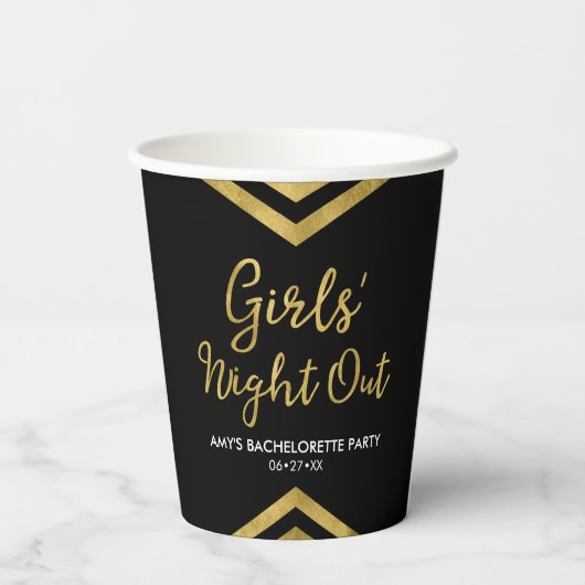 Moderne Imitate Gold Zickzack Girls Nacht Out Pappbecher (Rückseite)