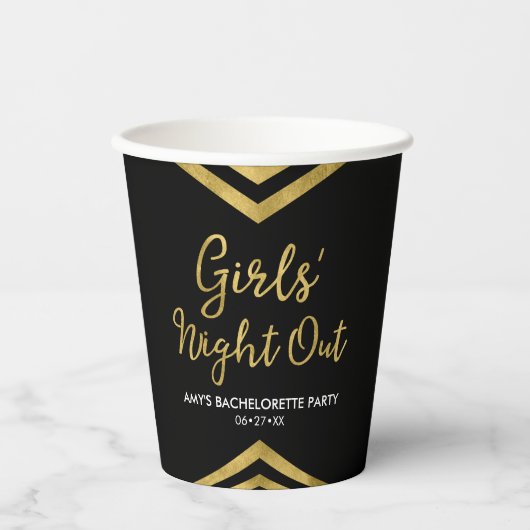 Moderne Imitate Gold Zickzack Girls Nacht Out Pappbecher (Vorderseite)