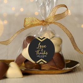 Moderne Imitate Gold Zickzack Liebe und Dank Runder Aufkleber