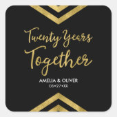 Moderne Imitate Gold Zickzack Party zum 20. Jubilä Quadratischer Aufkleber (Vorderseite)