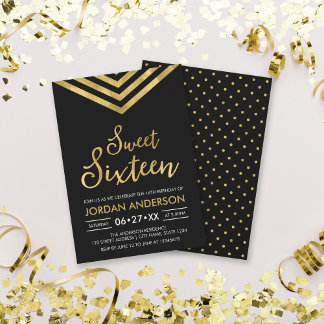 Moderne Imitate Gold Zickzack Sweet 16 Geburtstag Einladung