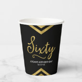 Moderne Imitate Goldene Zickzack Geometrie 60. Geb Pappbecher (Rückseite)