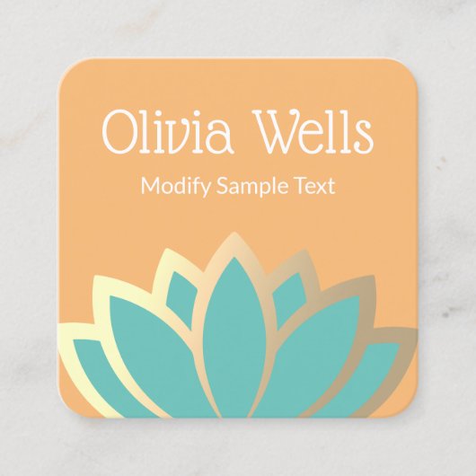 Moderne Imitate Goldenen Fossil Lotus Blume Square Quadratische Visitenkarte (Vorderseite)