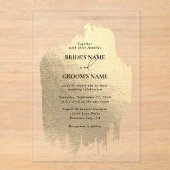 Moderne Imitate Goldfilm Klare Hochzeit Acryleinladungen (Vorderseite)