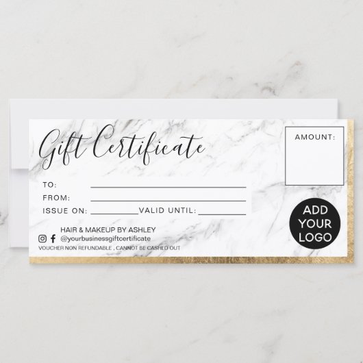 Moderne Imitate Goldfolie Marmor Geschenkgutschein (Vorderseite)