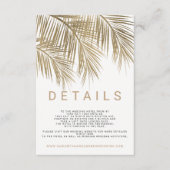 Moderne Imitate Goldpalme elegante Hochzeitsdetail Begleitkarte (Vorderseite)
