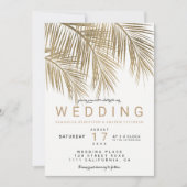 Moderne Imitate Goldpalme Hochzeit Einladung (Vorderseite)