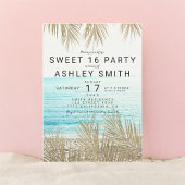 Moderne Imitate Goldpalme Strand Foto Sweet 16 Einladung