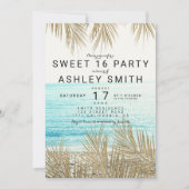 Moderne Imitate Goldpalme Strand Foto Sweet 16 Einladung (Vorderseite)