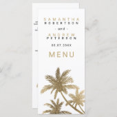 Moderne Imitate Goldpalmen elegante Hochzeitskarte Menükarte (Vorne/Hinten)