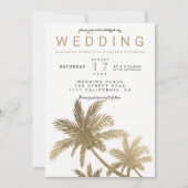 Moderne Imitate Goldpalmen Hochzeit Einladung (Vorderseite)