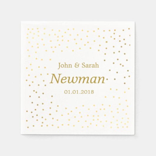 Moderne Imitate Goldpolka-Punkte Hochzeit Serviette (Vorderseite)