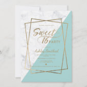 Moderne Imitate Goldtypografie Marmor aquamarin Sw Einladung (Vorderseite)