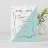 Moderne Imitate Goldtypografie Marmor aquamarin Sw Einladung (Stehend Vorderseite)