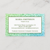 Moderne Imitate Grüner Glitzer Tropische Ananas Visitenkarte (Rückseite)