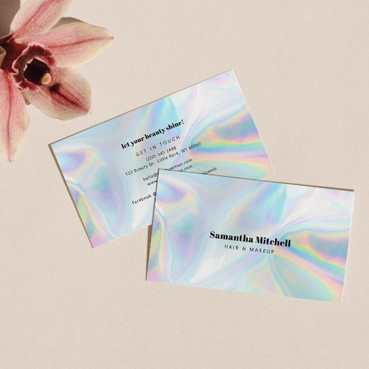 Moderne Imitate Holographic Salon Beautician Makeu Visitenkarte