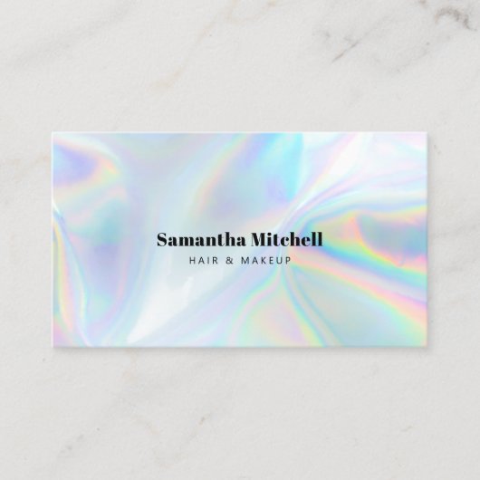 Moderne Imitate Holographic Salon Beautician Makeu Visitenkarte (Vorderseite)