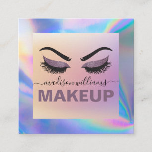 Moderne Imitate Holographische Elegant-Signatursch Quadratische Visitenkarte