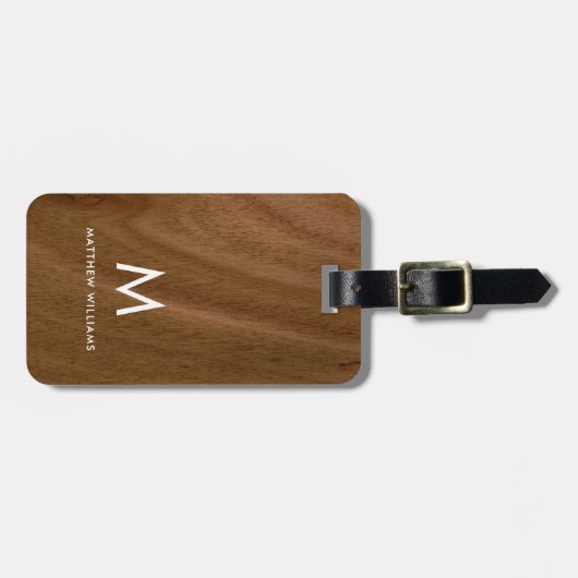 Moderne Imitate Holzmonogramm Gepäckanhänger (Vorderseite horizontal)