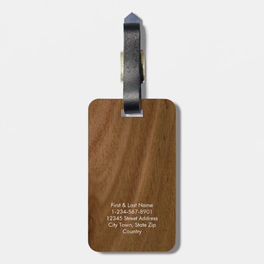 Moderne Imitate Holzmonogramm Gepäckanhänger (Rückseite vertikal)