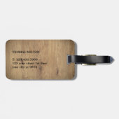 Moderne Imitate Holzschwarze Linien fett Monogramm Gepäckanhänger (Rückseite horizontal)