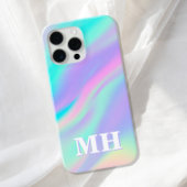 Moderne Imitate Iridescent Initial Monogram iPhone Hülle