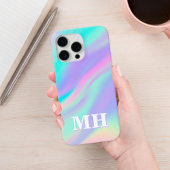Moderne Imitate Iridescent Initial Monogram iPhone Hülle