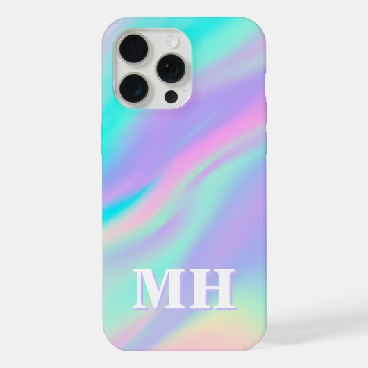 Moderne Imitate Iridescent Initial Monogram iPhone Hülle (Rückseite)