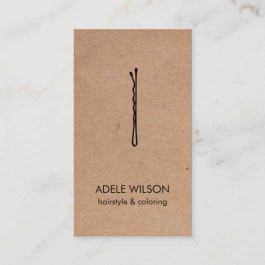 Moderne Imitate Kraft Black QR Code Haare Button S Visitenkarte (Vorderseite)