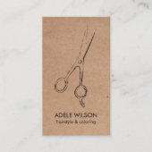 Moderne Imitate Kraft Black QR Code Scissors Salon Visitenkarte (Vorderseite)