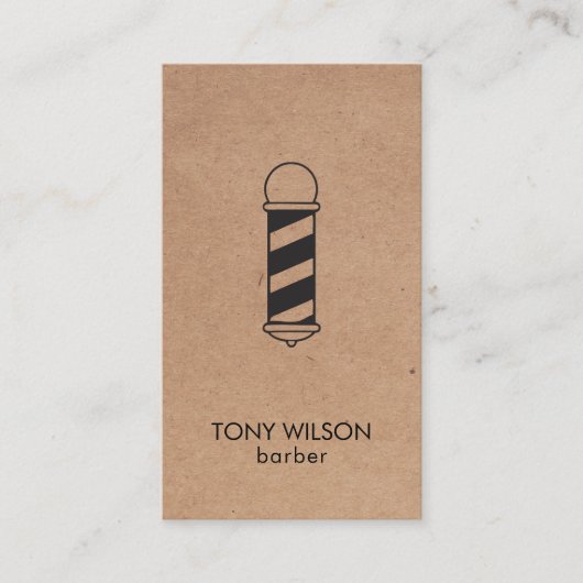 Moderne Imitate Kraft White QR Code Barber Pole Sa Visitenkarte (Vorderseite)