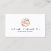 Moderne Imitate Kupfer Rose Gold Zahlen Buchhalter Visitenkarte (Vorderseite)