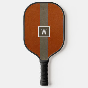 Moderne Imitate Leather Orange Monogram Pickleball Schläger
