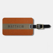 Moderne Imitate Leather Orange Personalisiert Gepäckanhänger (Vorderseite horizontal)