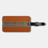 Moderne Imitate Leather Orange Personalisiert Gepäckanhänger (Rückseite horizontal)