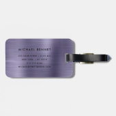 Moderne Imitate Lila Metallic Monogramm Gepäckanhänger (Rückseite horizontal)