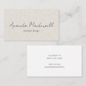 Moderne Imitate Linen Signature Script Name Busine Visitenkarte (Vorne/Hinten)