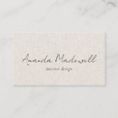 Moderne Imitate Linen Signature Script Name Busine Visitenkarte (Vorderseite)